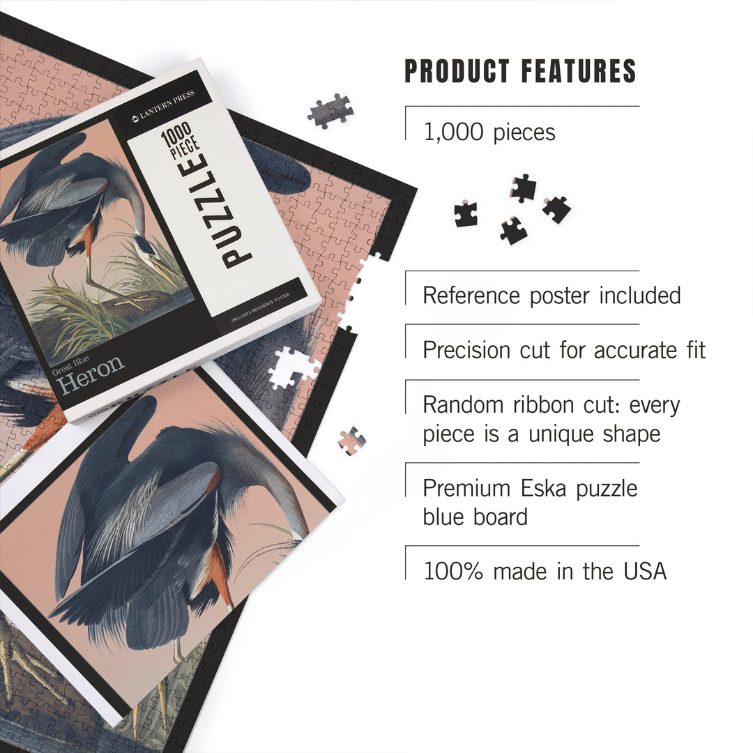 Audubon Birds of North America, Blue Heron, 1000 Piece Jigsaw Puzzle