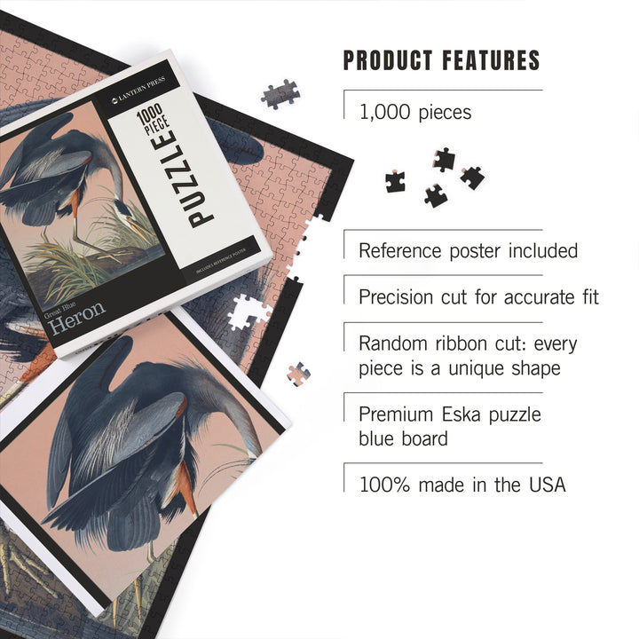 Audubon Birds of North America, Blue Heron, 1000 Piece Jigsaw Puzzle