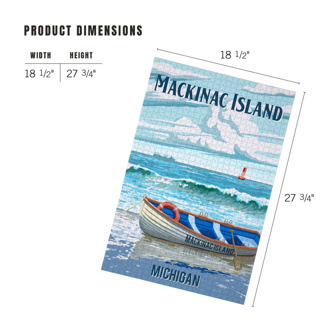 Mackinac Island, Michigan, Painterly, Lifeboat on Beach, 1000 Piece Jigsaw Puzzle
