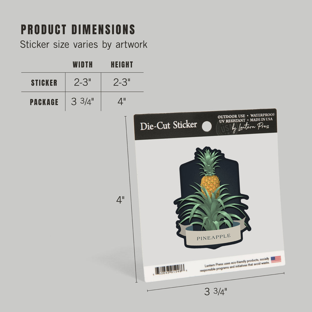 Vintage Flora Noir, Pineapple, Vinyl Sticker