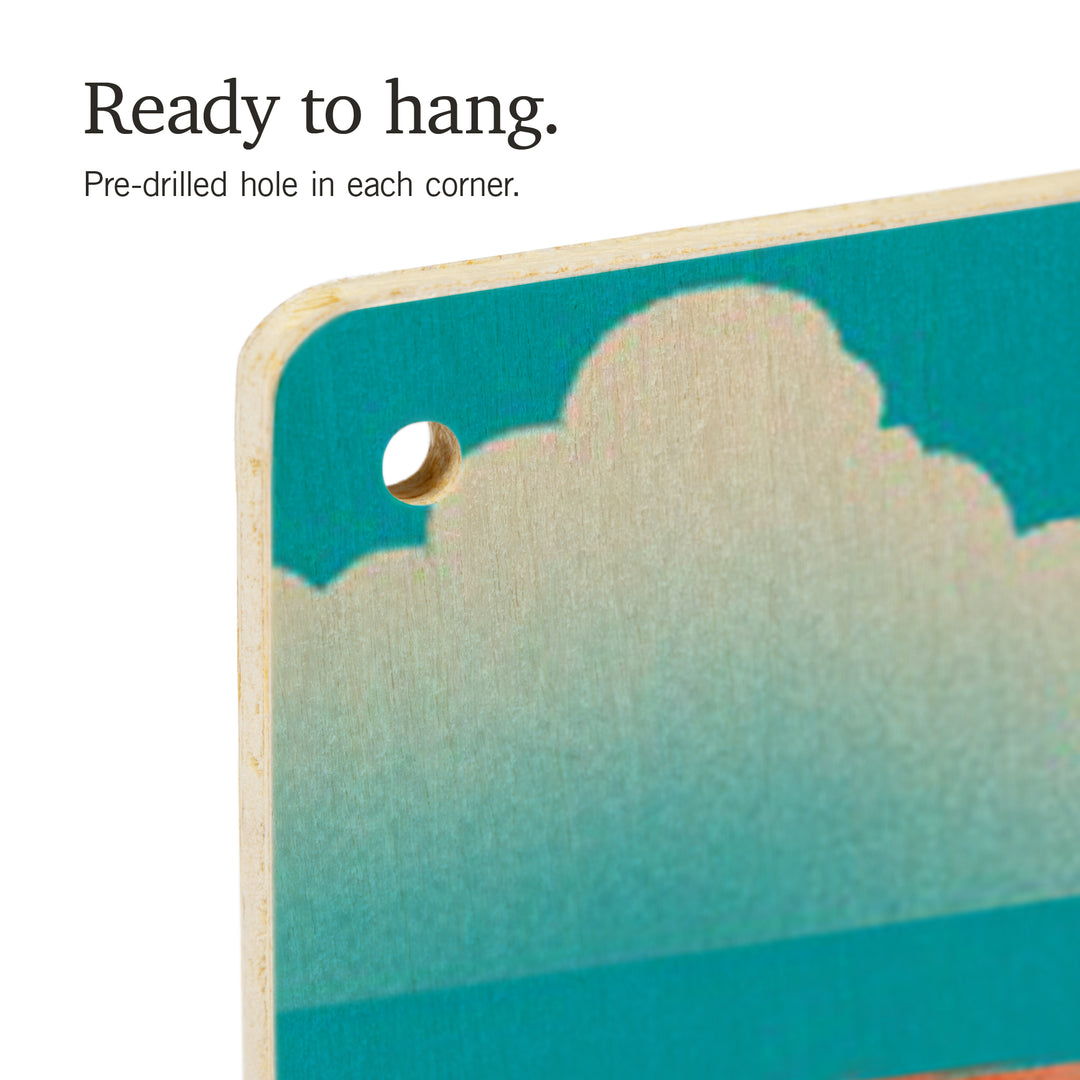 Long Beach Island, New Jersey, Sun-faded Shoreline Collection, Kites on Beach, Wood Sign and Postcards