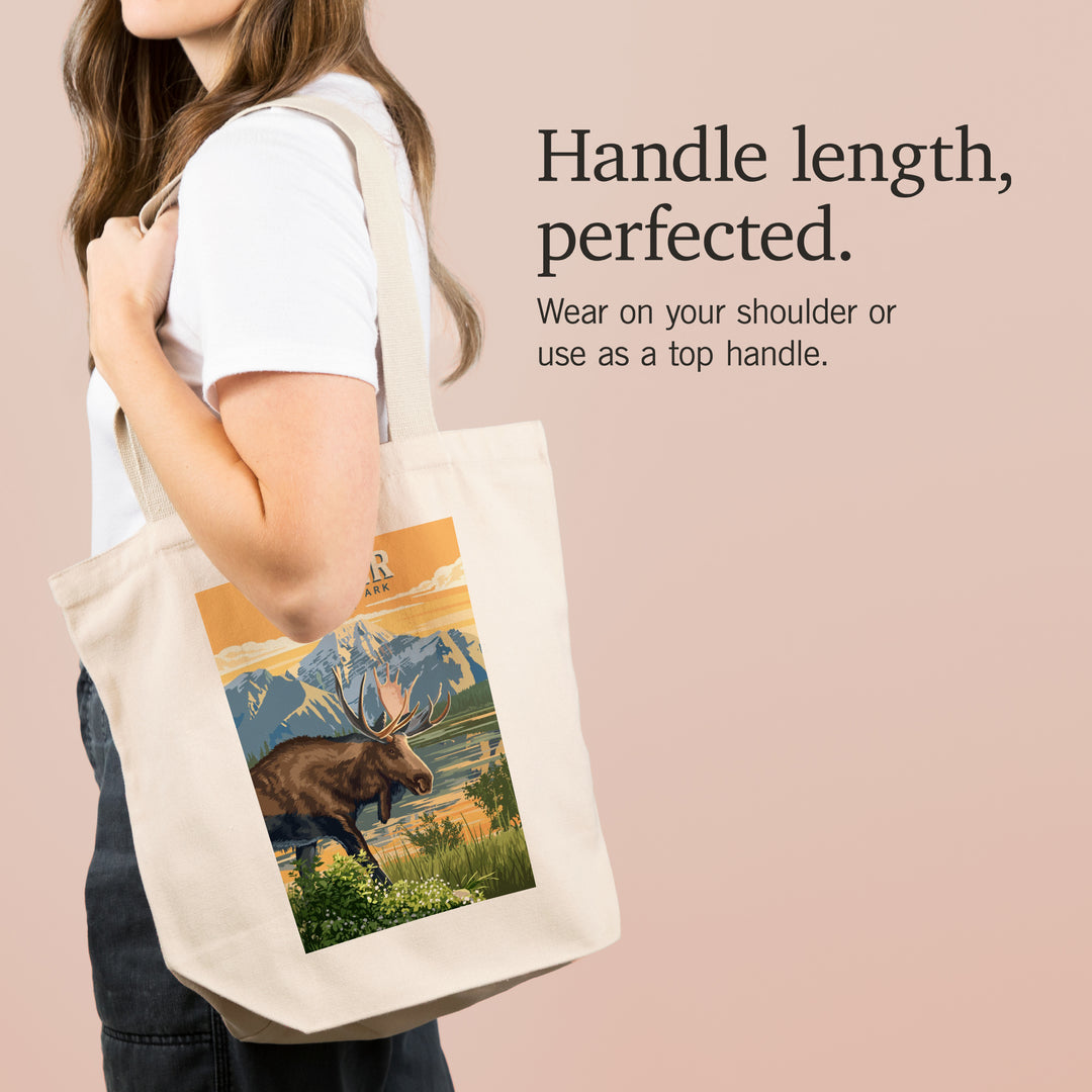 Canada, Jasper National Park, Moose, Painterly, Tote Bag