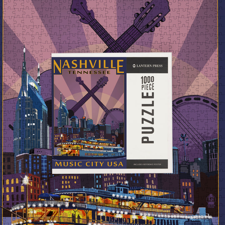 Nashville, Tennessee, Skyline at Night, Jigsaw Puzzle
