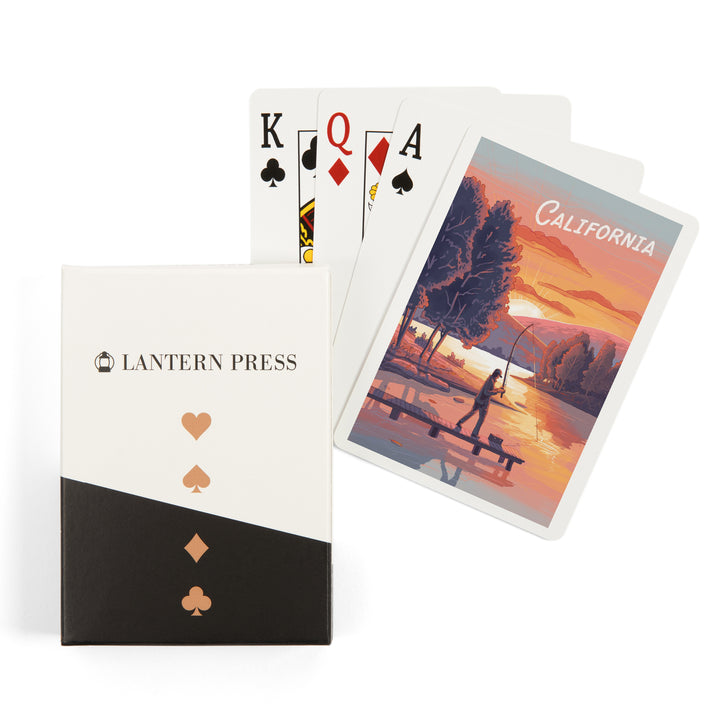 Playing Cards, California, This is Living, Fishing, 52 Card Deck with Jokers in Box, Unique Art