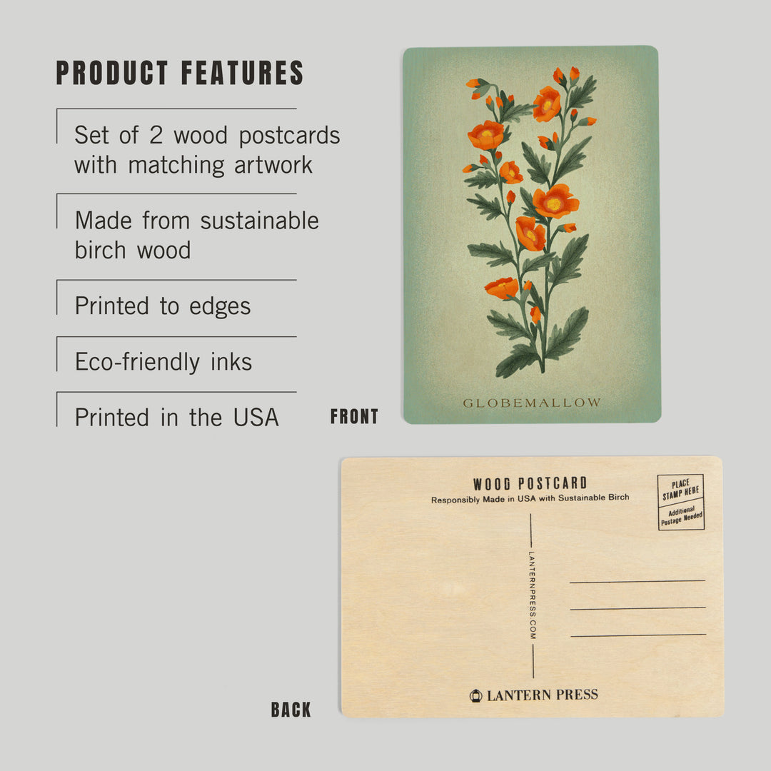 Globemallow, Vintage Flora, Wood Sign and Postcards