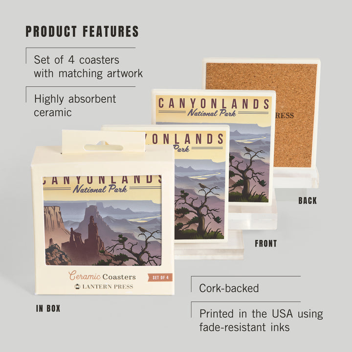 Canyonlands National Park, Utah, Lithograph National Park Series, Coasters