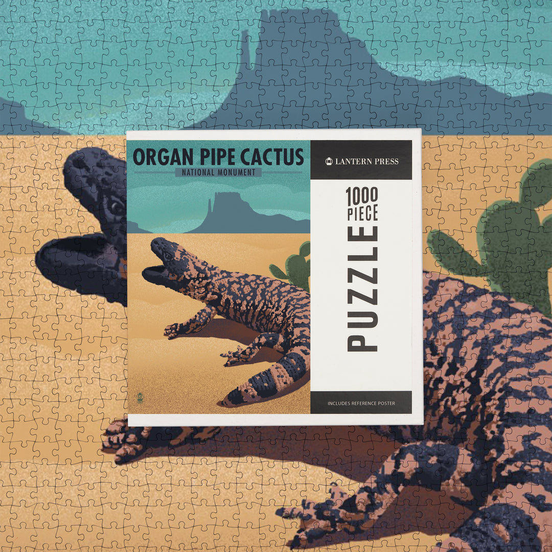 Organ Pipe Cactus National Monument, Arizona, Gila Monster, Lithograph, 1000 Piece Jigsaw Puzzle