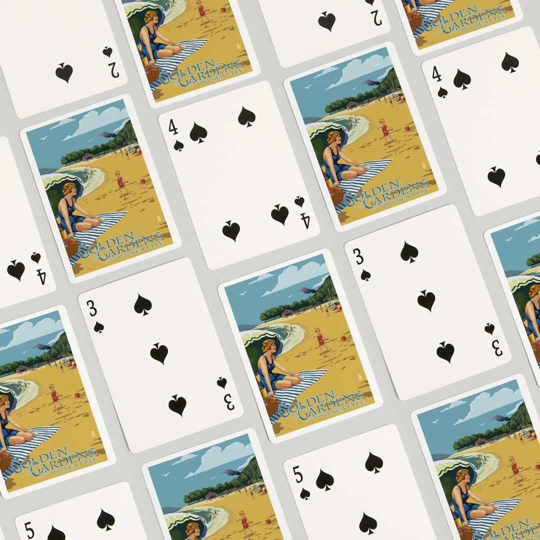 Playing Cards, Ballard, Seattle, Washington, Golden Gardens Beach Scene, 52 Card Deck with Jokers in Box, Unique Art