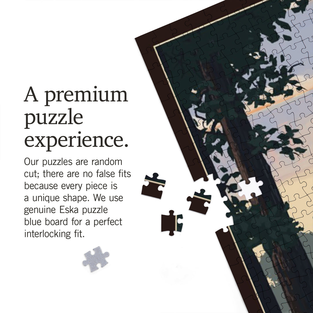 Chewelah, Washington, Painterly, Deer and Sunrise, 1000 Piece Jigsaw Puzzle