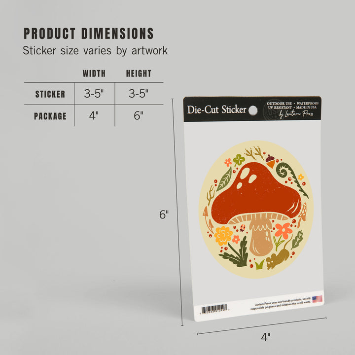Boho Colorblock, Mushrooms, Vinyl Sticker