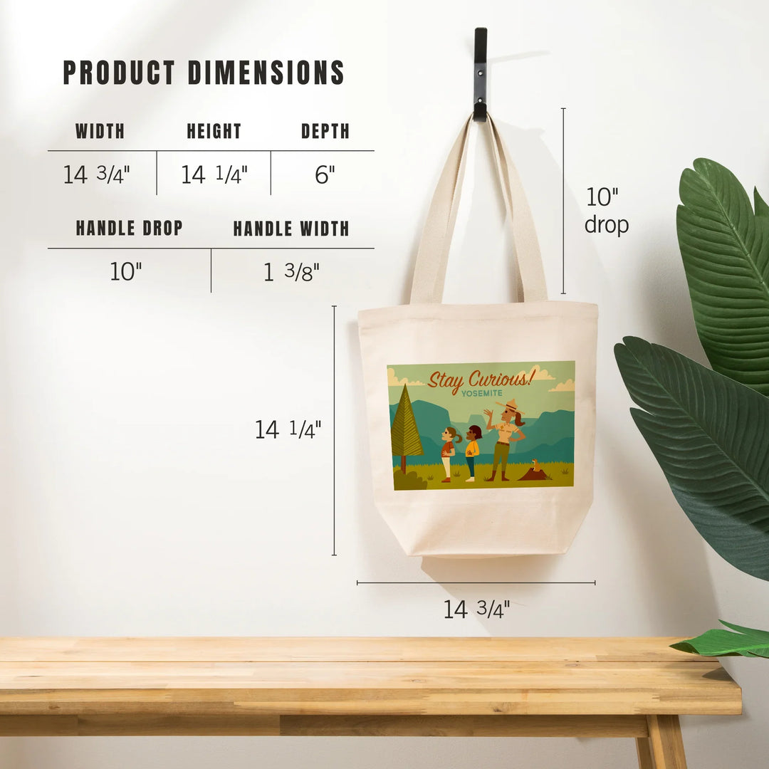 Yosemite National Park, California, Stay Curious, Ranger Scene, Geometric, Tote Bag