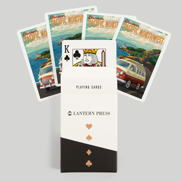 Playing Cards, Pacific Northwest, LP Camper Van, 52 Card Deck with Jokers in Box, Unique Art
