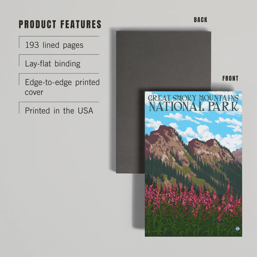 Lined 6x9 Journal, Great Smoky Mountains National Park, Tennessee, Fireweeds, Lay Flat, 193 Pages, FSC paper