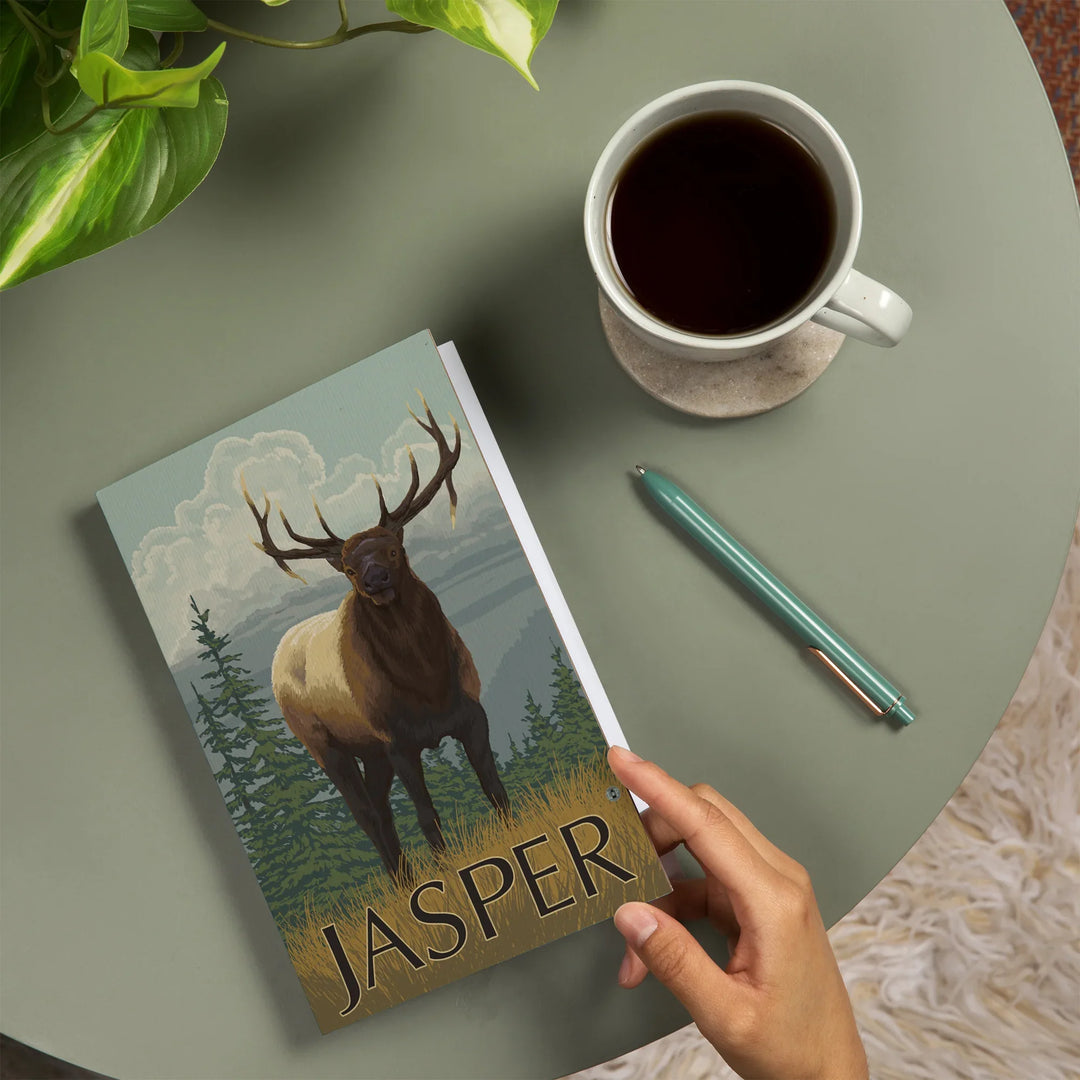 Lined 6x9 Journal, Jasper National Park, Canada, Elk Scene, Lay Flat, 193 Pages, FSC paper