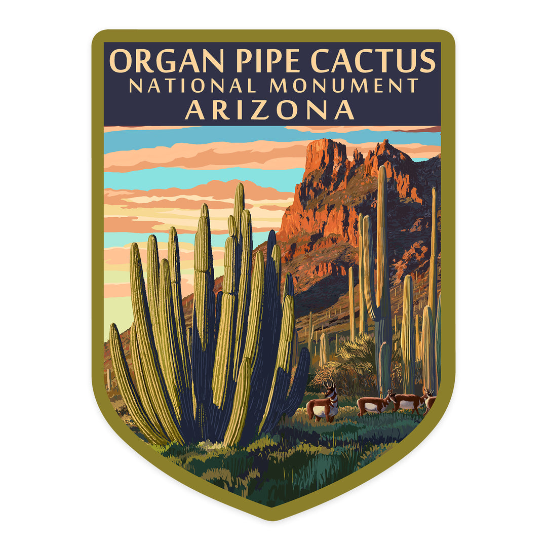 Organ Pipe Cactus National Monument, Arizona, Contour, Lantern Press Artwork, Vinyl Sticker
