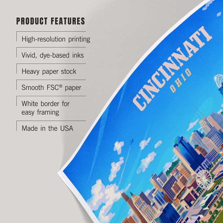 Cincinnati, Ohio, Lithograph City Series, Art & Giclee Prints