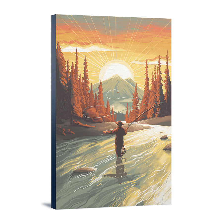 This is Living, Fly Fishing with Mountain canvas art