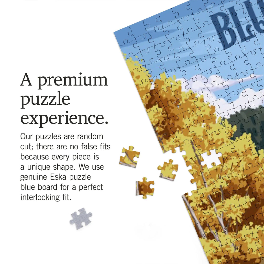 Blue Ridge, Georgia, Painterly, Autumn Lake Scene, Jigsaw Puzzle