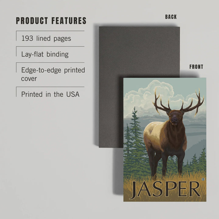 Lined 6x9 Journal, Jasper National Park, Canada, Elk Scene, Lay Flat, 193 Pages, FSC paper