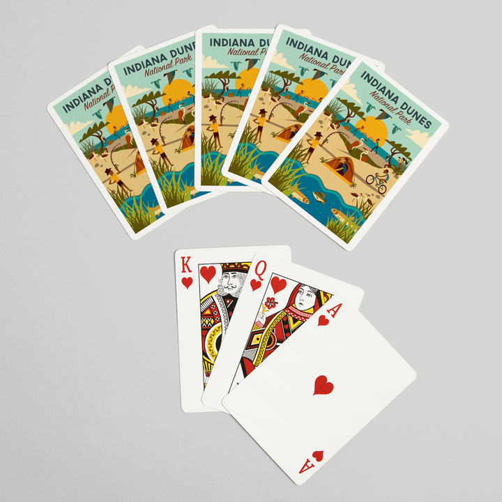 Playing Cards, Indiana Dunes National Park, Indiana, Geometric National Park Series, 52 Card Deck with Jokers in Box, Unique Art