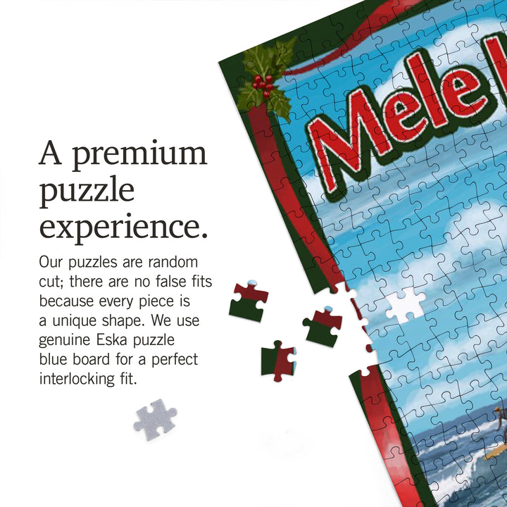 Merry Christmas from Hawaii, Santa Surfing, 1000 Piece Jigsaw Puzzle
