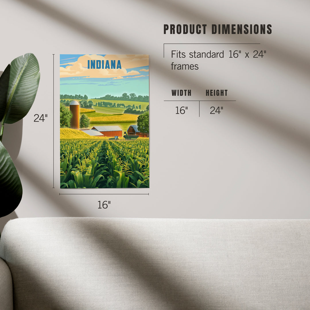 Indiana, Lithograph, Corn Harvest, Art & Giclee Prints