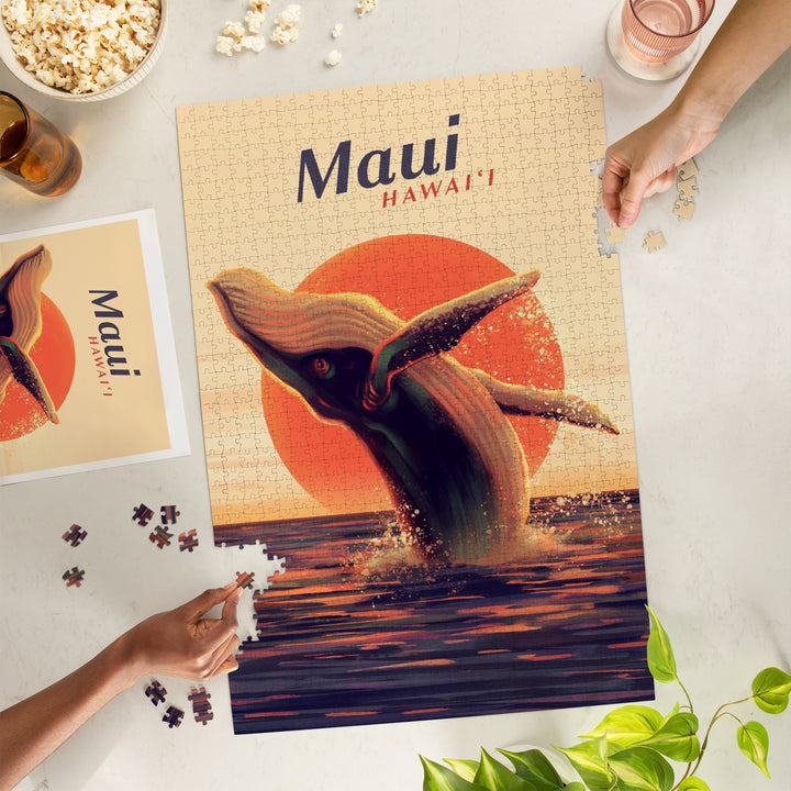 Maui, Hawaii, Humpback Whale at Sunset, 1000 Piece Jigsaw Puzzle