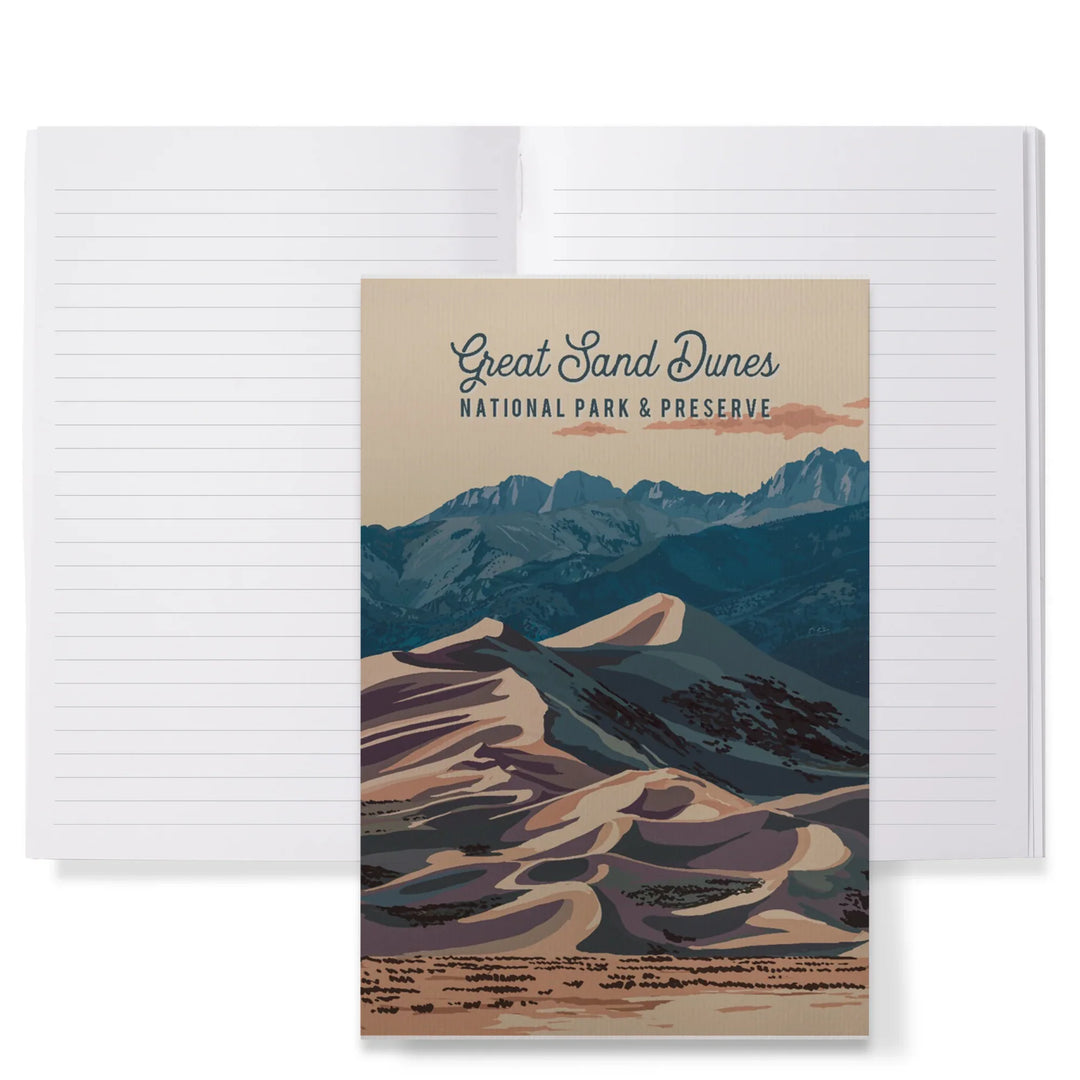 Lined 6x9 Journal, Great Sand Dunes National Park and Preserve, Colorado, Painterly National Park Series, Lay Flat, 193 Pages, FSC paper