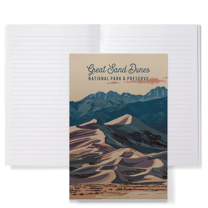 Lined 6x9 Journal, Great Sand Dunes National Park and Preserve, Colorado, Painterly National Park Series, Lay Flat, 193 Pages, FSC paper