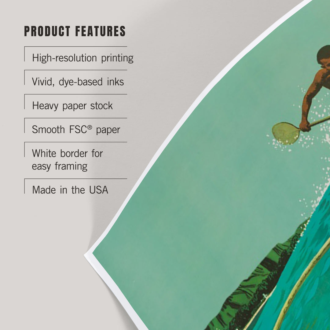 Hawaii, Outrigger Wave, Art & Giclee Prints