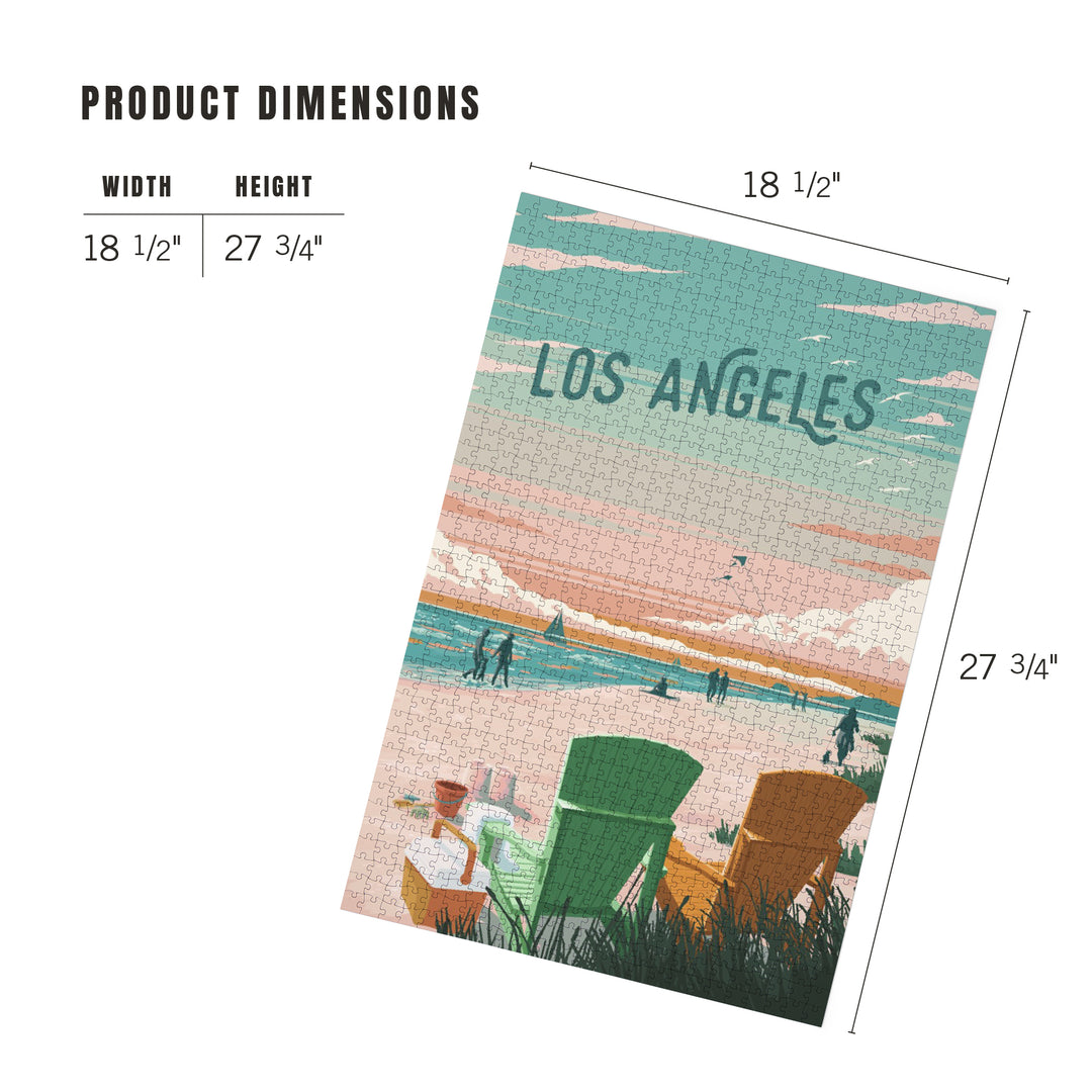 Los Angeles, California, Painterly, Bottle This Moment, Beach Chairs, Jigsaw Puzzle - Lantern Press