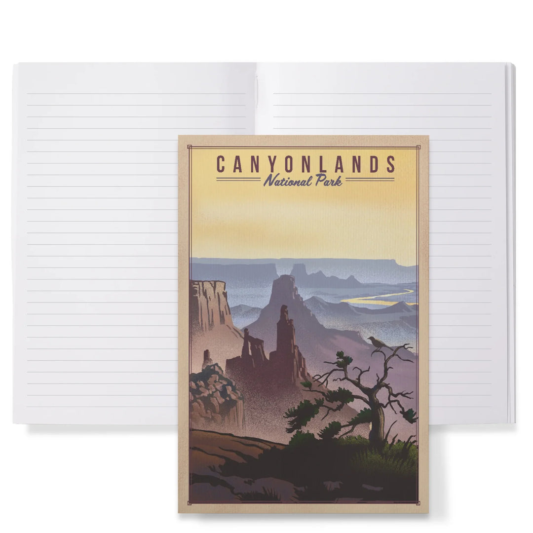 Lined 6x9 Journal, Canyonlands National Park, Utah, Lithograph National Park Series, Lay Flat, 193 Pages, FSC paper