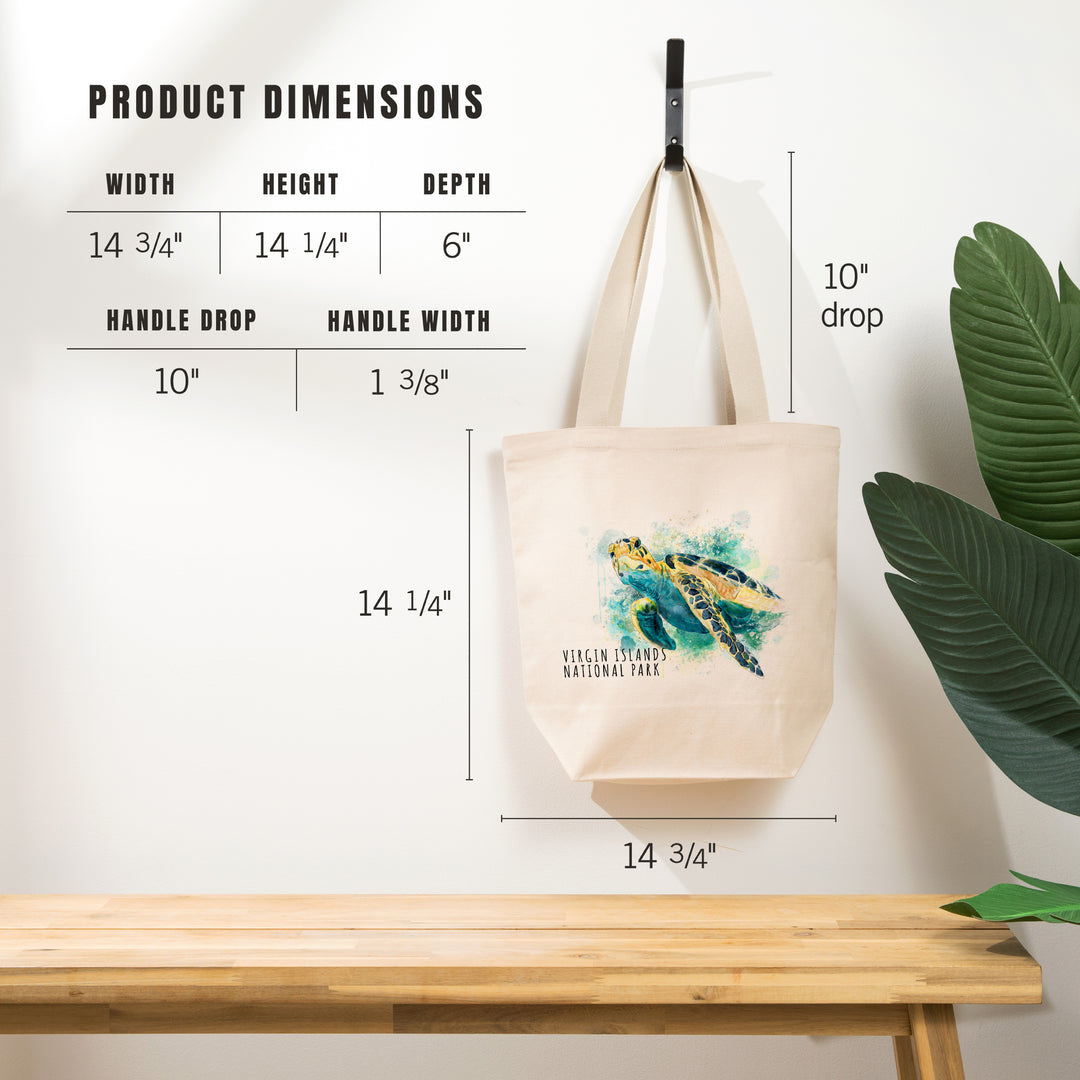 Virgin Islands National Park, Sea Turtle, Watercolor, Tote Bag