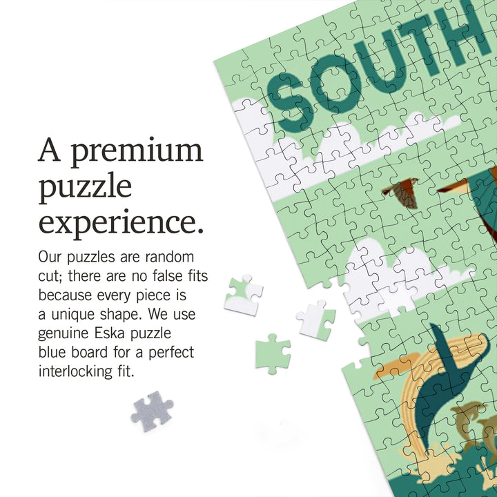 South Carolina Wildlife, Lighthouse and Coastal Life Illustration, 1000 Piece Jigsaw Puzzle