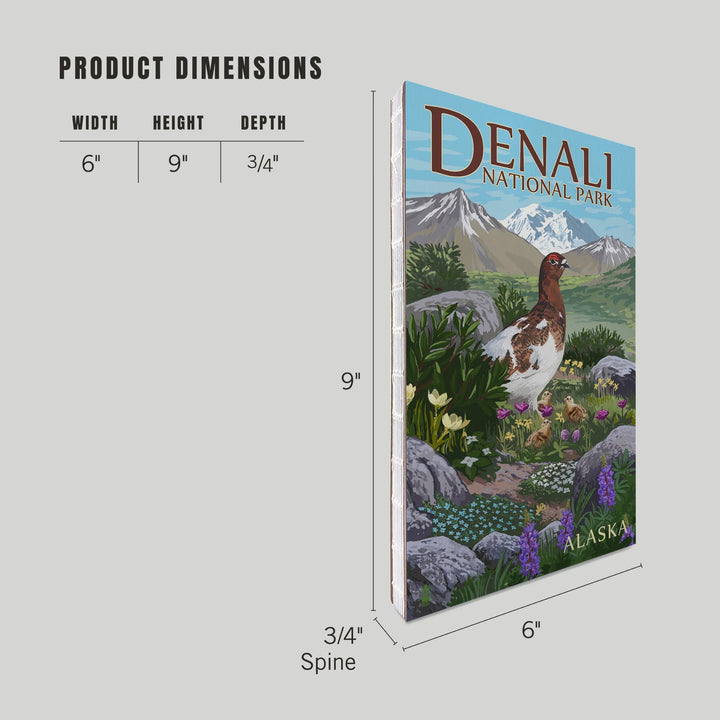 Lined 6x9 Journal, Denali National Park, Alaska, Ptarmigan, Lay Flat, 193 Pages, FSC paper