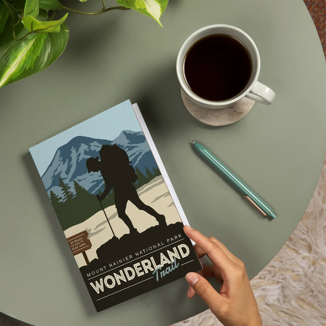 Lined 6x9 Journal, Mount Rainier National Park, Wonderland Trail, Backpacker, Lay Flat, 193 Pages, FSC paper