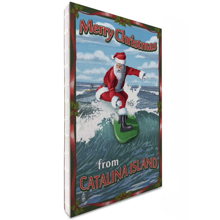 Lined 6x9 Journal, Merry Christmas from Catalina Island, Santa Surfing, Lay Flat, 193 Pages, FSC paper