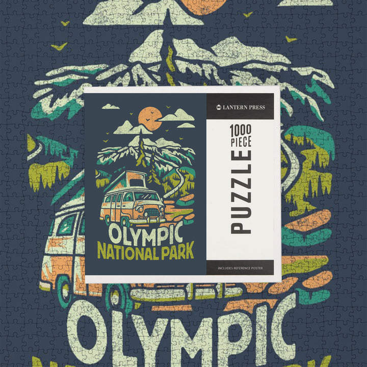 Olympic National Park, Distressed, Camper Van in Mountains, Jigsaw Puzzle