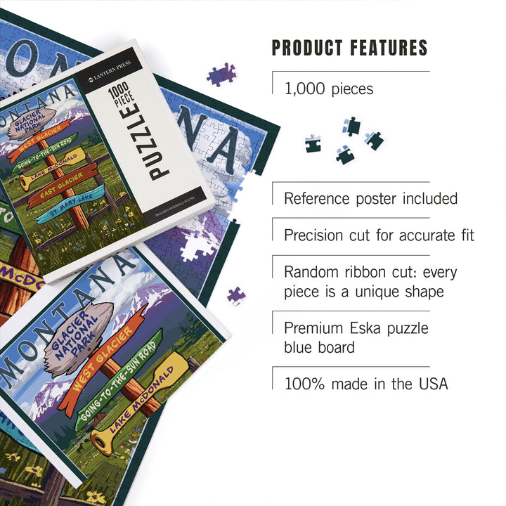 Glacier National Park, Montana, Destination Signpost, Jigsaw Puzzle