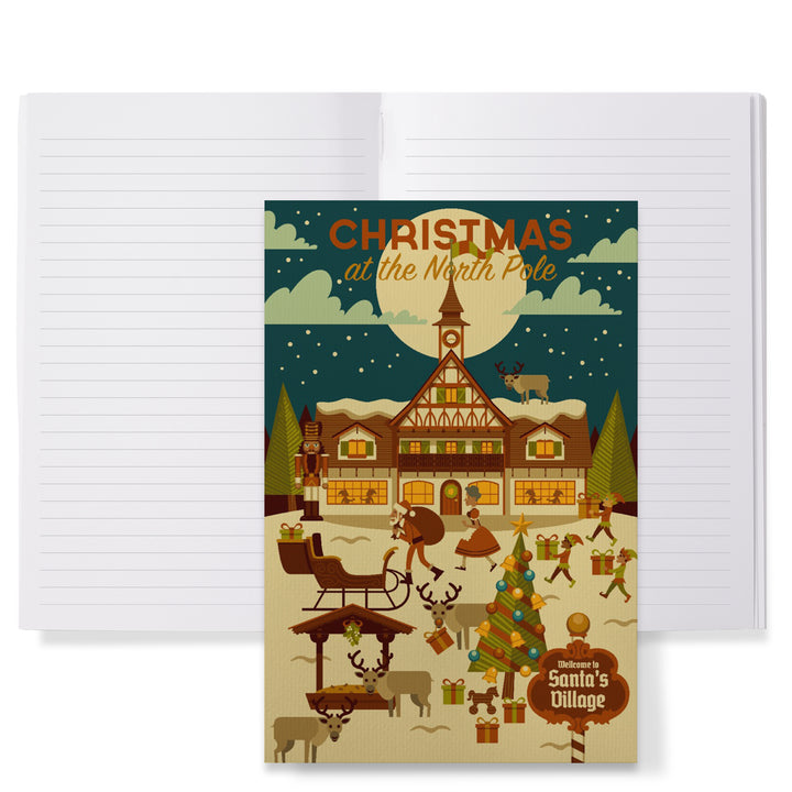 Lined 6x9 Journal, Christmas at the North Pole, Geometric, Lay Flat, 193 Pages, FSC paper