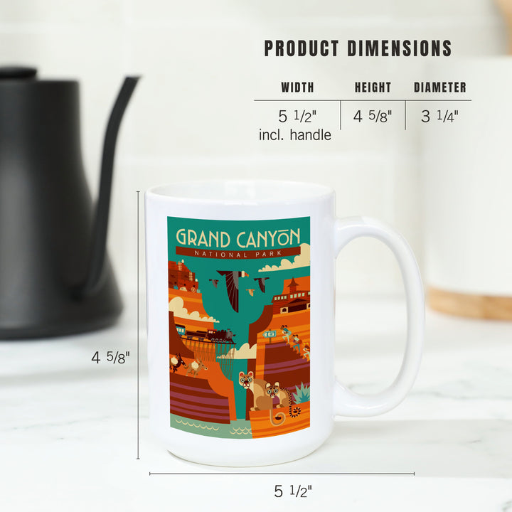 Grand Canyon National Park, Arizona, Geometric, Simple Day Scene, Ceramic Mug