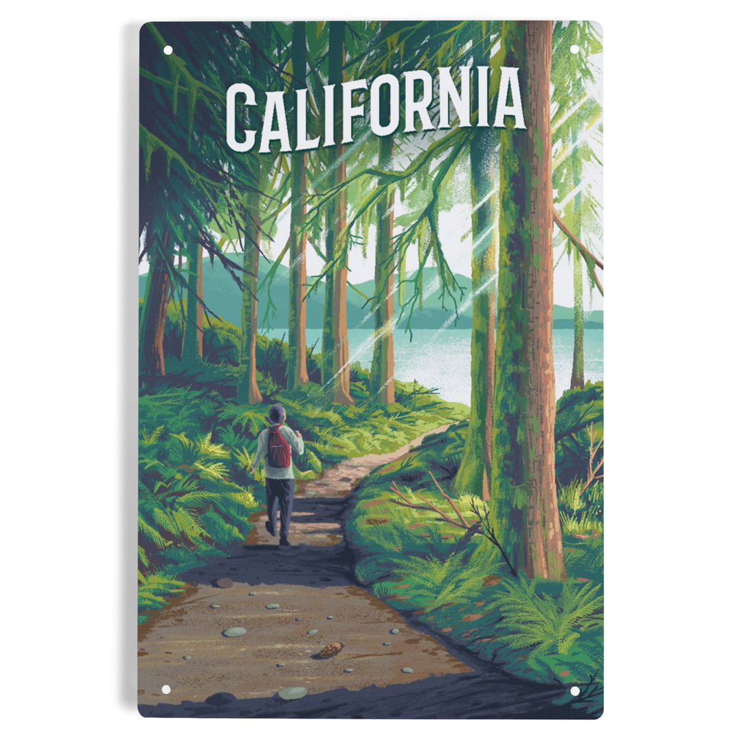 California, Walk In The Woods, Day Hike, Metal Signs - Lantern Press