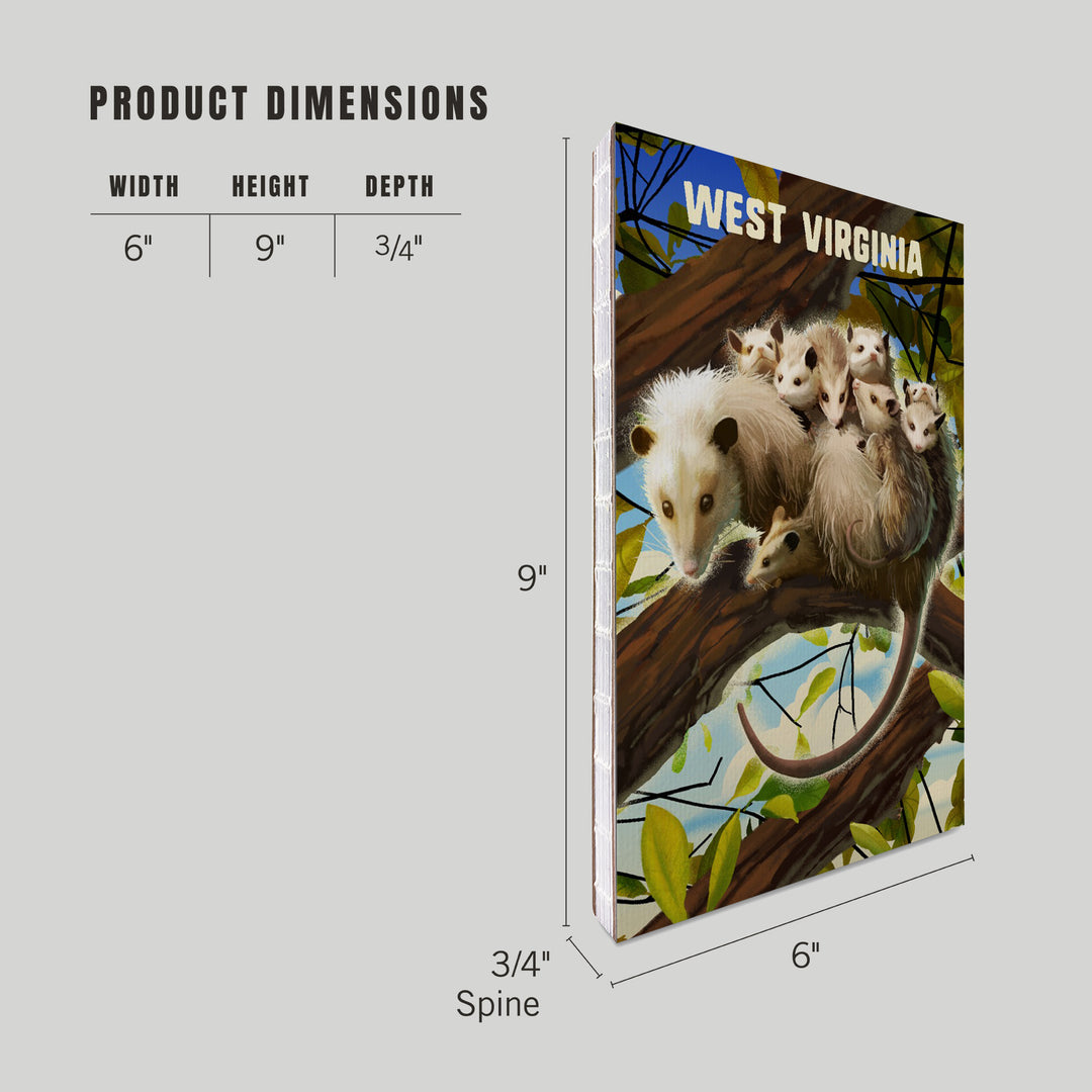 Lined 6x9 Journal, West Virginia, Possum with Babies, Lay Flat, 193 Pages, FSC paper