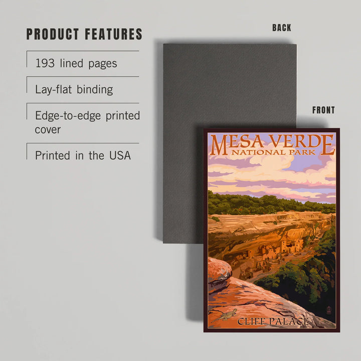 Lined 6x9 Journal, Mesa Verde National Park, Colorado, Cliff Palace at Sunset, Lay Flat, 193 Pages, FSC paper