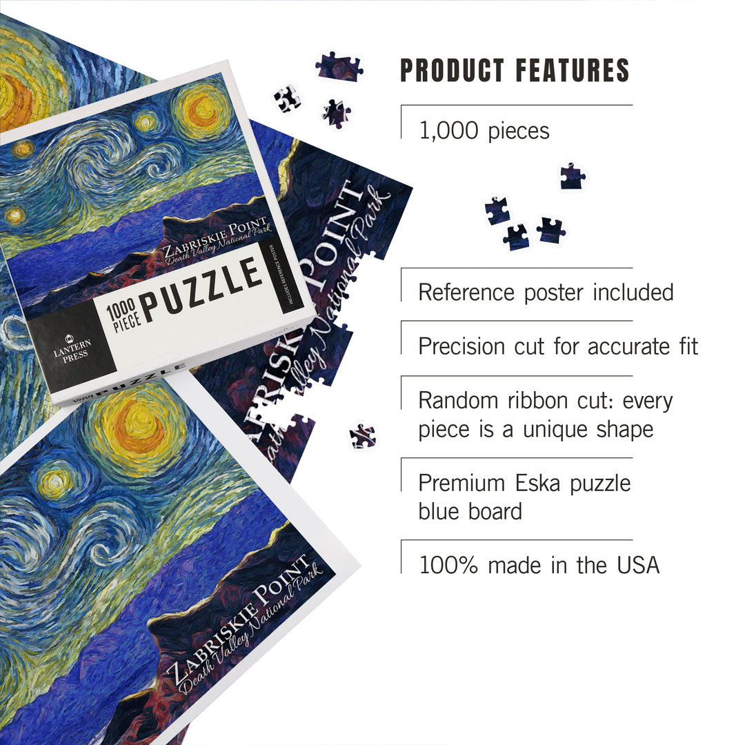 Zabriskie Point, Death Valley National Park, California, Starry Night, Jigsaw Puzzle