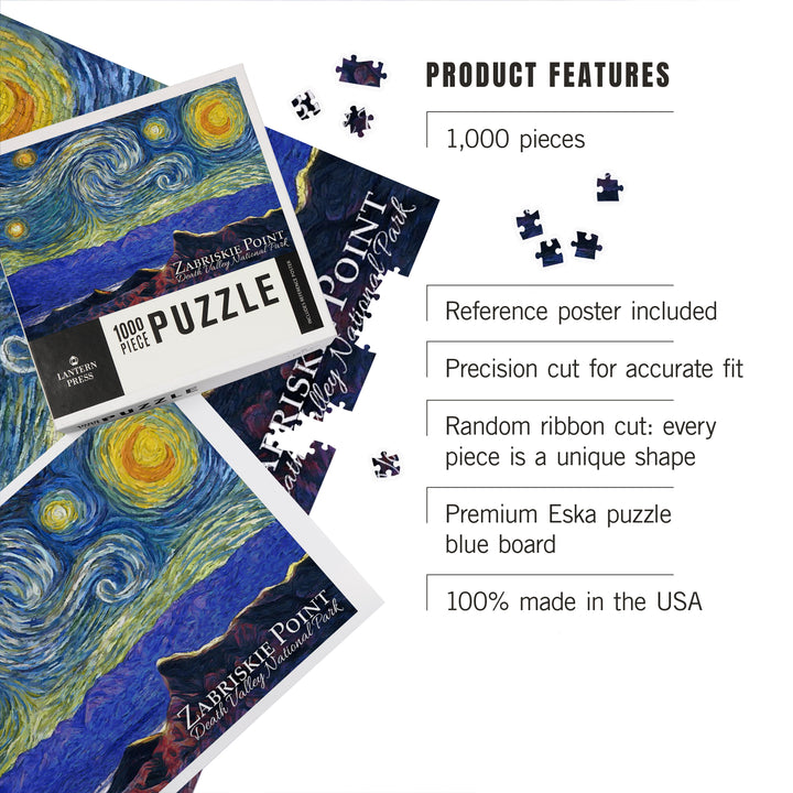 Zabriskie Point, Death Valley National Park, California, Starry Night, Jigsaw Puzzle