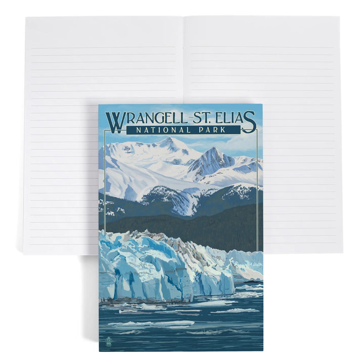 Lined 6x9 Journal, Wrangell, St. Elias National Park, Alaska, Glacier, Lay Flat, 193 Pages, FSC paper