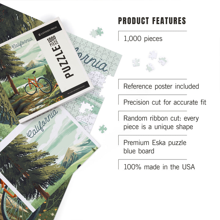 California, Off To Wonder, Cycling with Mountains, 1000 Piece Jigsaw Puzzle