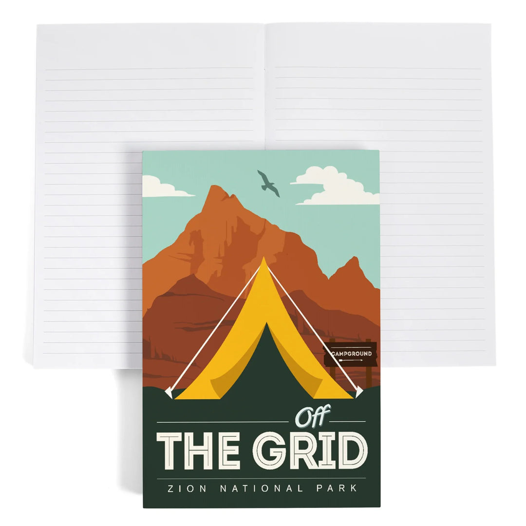 Lined 6x9 Journal, Zion National Park, Utah, Off the Grid, Tent, Lay Flat, 193 Pages, FSC paper