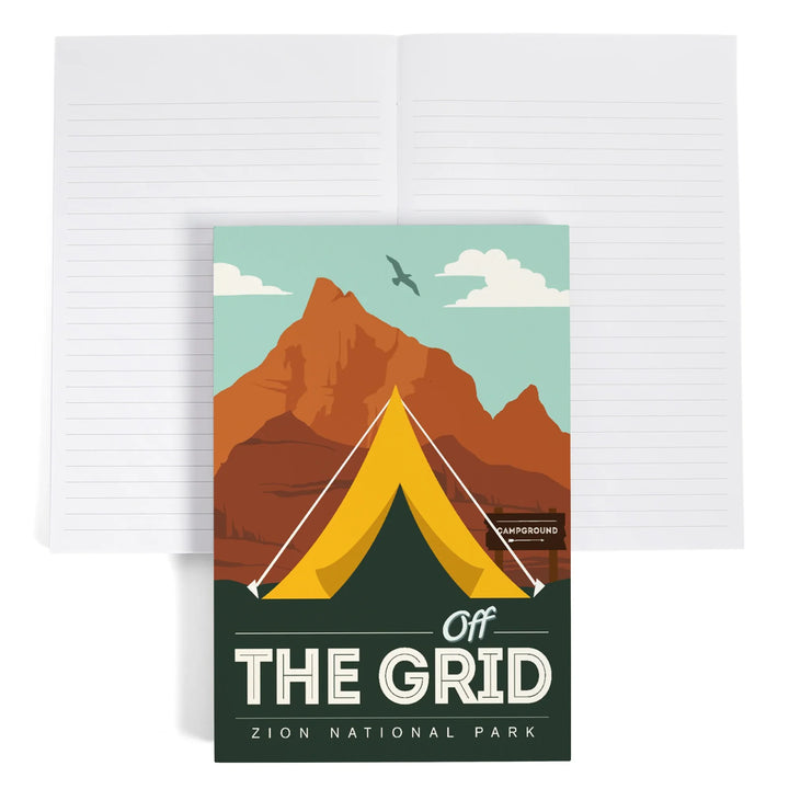 Lined 6x9 Journal, Zion National Park, Utah, Off the Grid, Tent, Lay Flat, 193 Pages, FSC paper